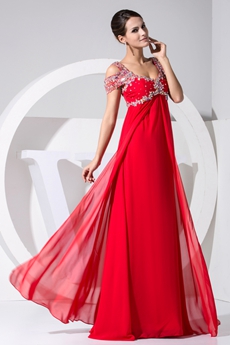 Off The Shoulder Red Prom Dress With Diamonds 