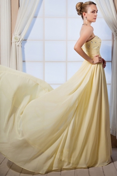 Pretty Sweetherat A-line Yellow Chiffon Prom Pageant Dress 