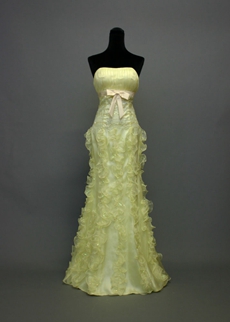 Pretty Lime Green Long College Graduation Dresses With Ruffles 