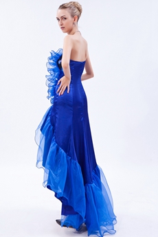 Special Royal Blue & Black High Low Prom Dress 