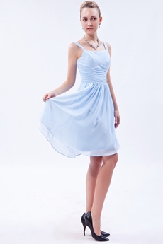 Cute Knee Length Light Sky Blue Junior Bridesmaid Dress 