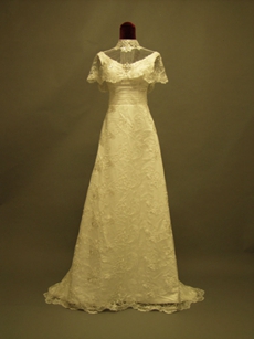 Modest High Neckline Lace Western Wedding Dresses