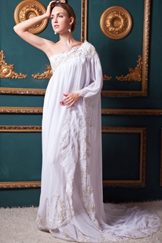 Special One Shoulder Maternity Wedding Dress 