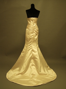 Simple Satin Strapless Trumpet Wedding Dresses 