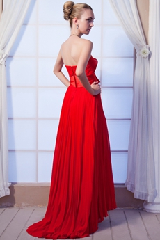 Column Red Chiffon Junior Prom Party Dress 