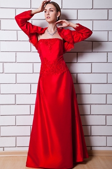 Long Sleeves Jacket Red Mother Dress 