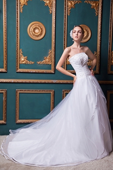 Pretty Beaded Princess Wedding Dress Corset Back   