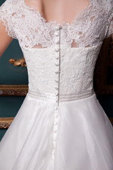 Beautiful Short Sleeves Princess Wedding Dress With Lace 