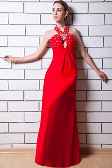 Cut Out Straps Column Full Length Red Graduation With Diamonds 
