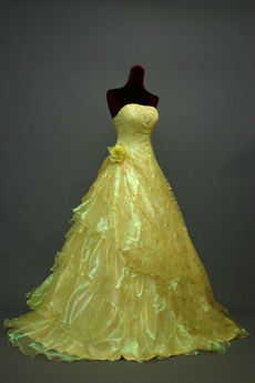 Beautiful Lemon Yellow Princess Quinceanera Dress