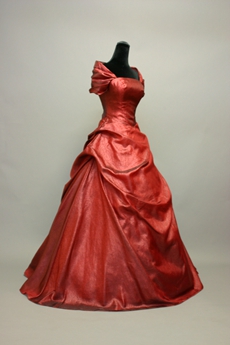 Victoria Dark Red Off The Shoulder Ball Gown Wedding Dress