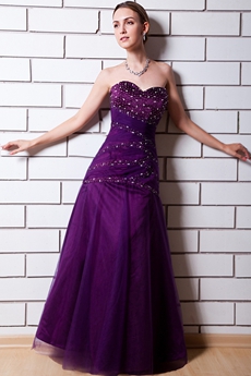 Charming Sweetheart A-line Purple Sweet Sixteen Dress With Beads 
