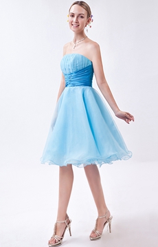 Sassy Puffy Knee Length Blue Sweet Sixteen Dress 