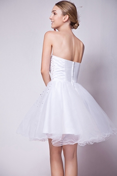 Short Puffy Mini Length White Homecoming Dress 