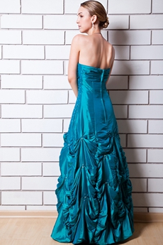 Beaded Taffeta Turquoise Long Sweet Sixteen Dress 