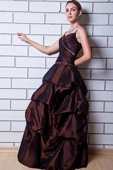 Spaghetti Straps Brown Colored Sweet Sixteen Dress 