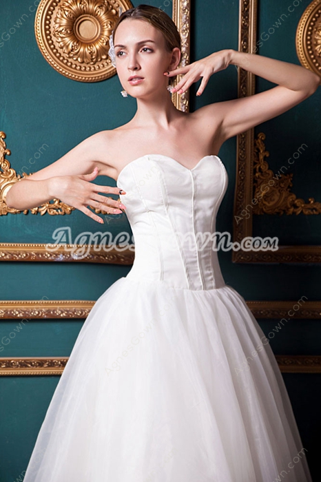 Simple Ivory Organza Wedding Dress 
