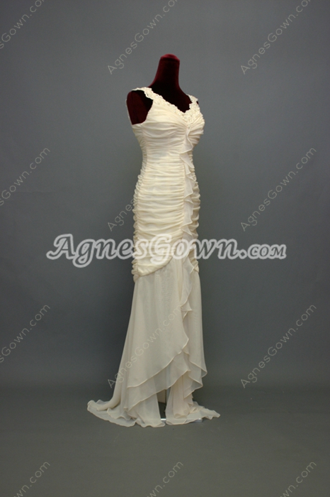 Charming V-Neckline Sheath Mother of Groom Dresses With Pleated Bodice 