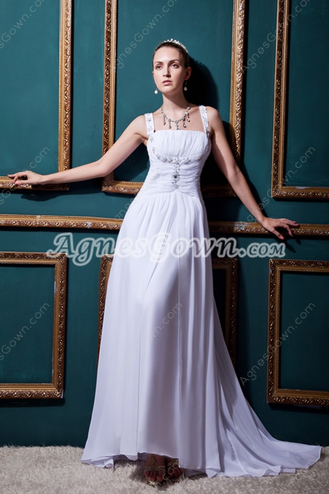 Charming A-line Double Straps Casual Beach Wedding Dress 