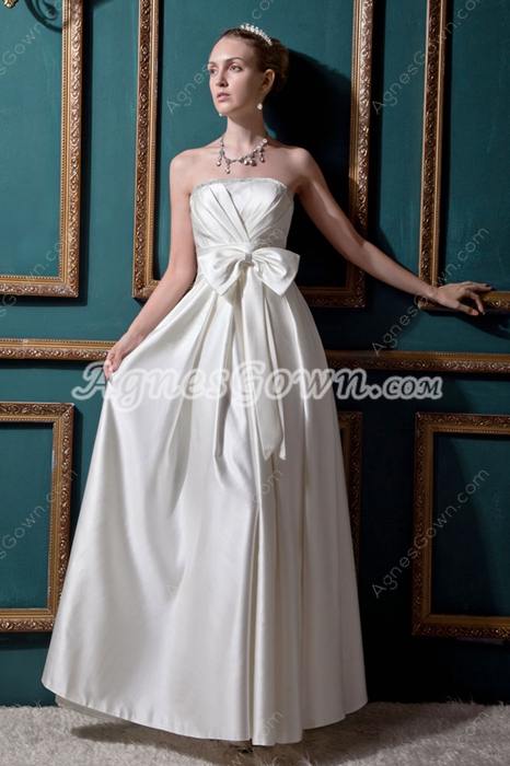 Affordable A-line White Satin Beach Wedding Dress 