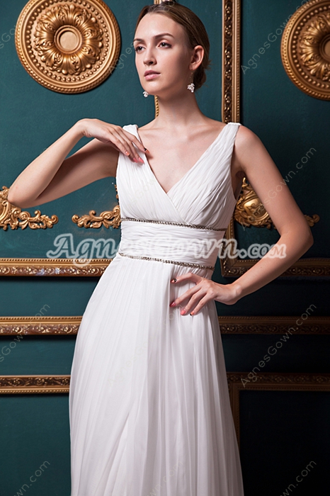 Grecian V-Neckline Chiffon Wedding Dress For Summer 
