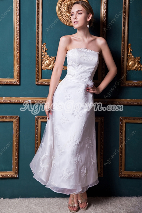 Bohemian Tea Length Lace Wedding Dress