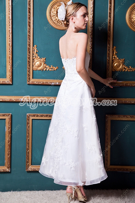 Bohemian Tea Length Lace Wedding Dress
