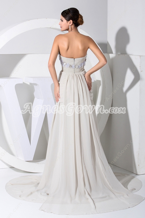 Sexy Strapless Grey Silver Evening Dress with Slit