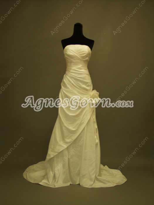 Simple Strapless Taffeta Plus Size Wedding Dresses