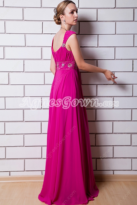 Adorable Straps A-line Fuchsia Plus Size Prom Dress 