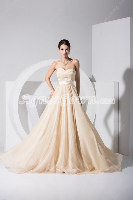 Exquisite Champagne Sweetheart Chiffon A-line Reception Dresses 