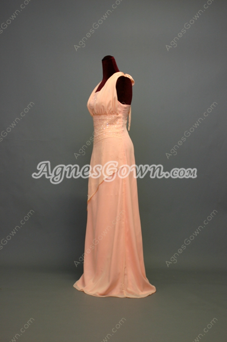 Modest Coral Chiffon Mother Of The Bride Dresses