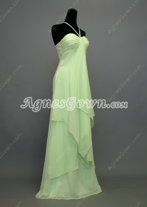 Fancy Sage Halter Empire Maternity Bridesmaid Dresses With Ruffles  