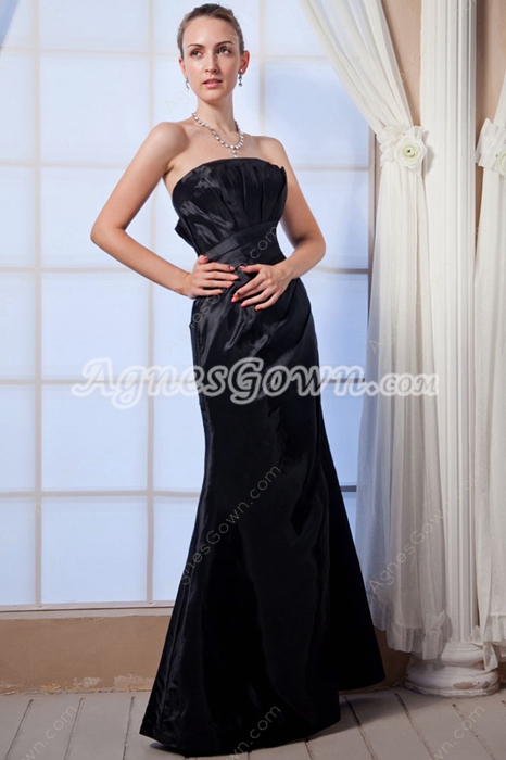 Affordable A-line Black Satin Prom Dress Front Slit 