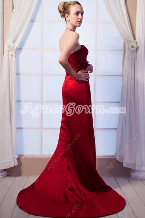 A-line Burgundy Prom Dress With Beads  