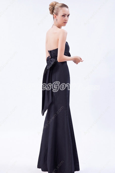 Elegance Strapless Mermaid Black Prom Dress With Bowknot 