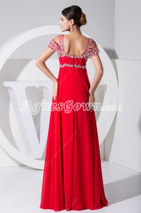 Off The Shoulder Red Prom Dress With Diamonds 