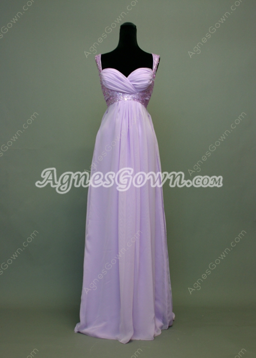 Charming Empire Lavender Plus Size Bridesmaid Dresses With Sequins  
