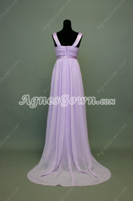Charming Empire Lavender Plus Size Bridesmaid Dresses With Sequins  