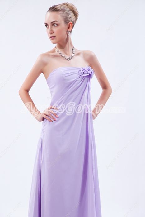 Lovely Strapless Lilac Long Bridesmaid Dress 