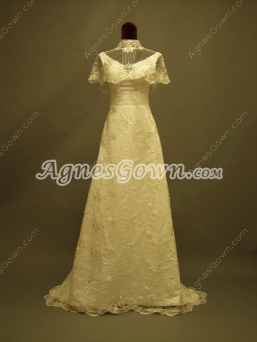 Modest High Neckline Lace Western Wedding Dresses
