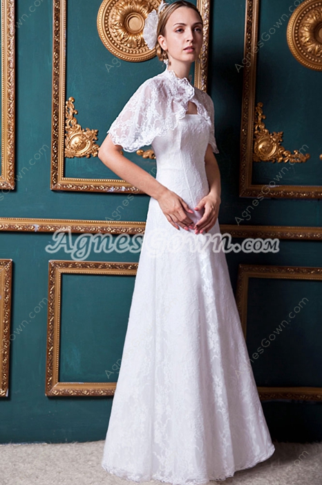 Vintage Lace Wedding Dress With Shawl 