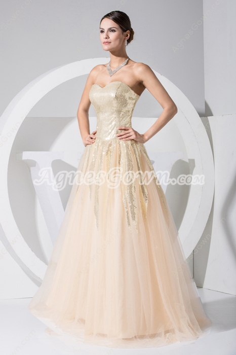 Cheap Modern Strapless Champagne Quinceanera Dresses