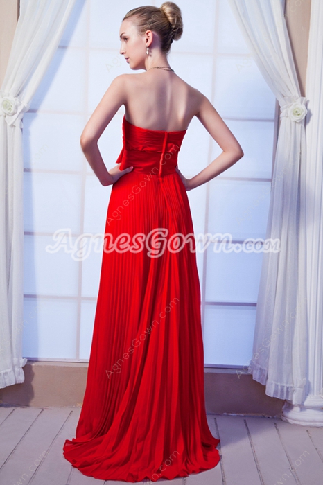 Column Red Chiffon Junior Prom Party Dress 