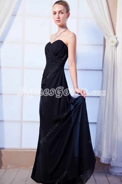 A-line Black Chiffon Prom Party Dress For Pageant