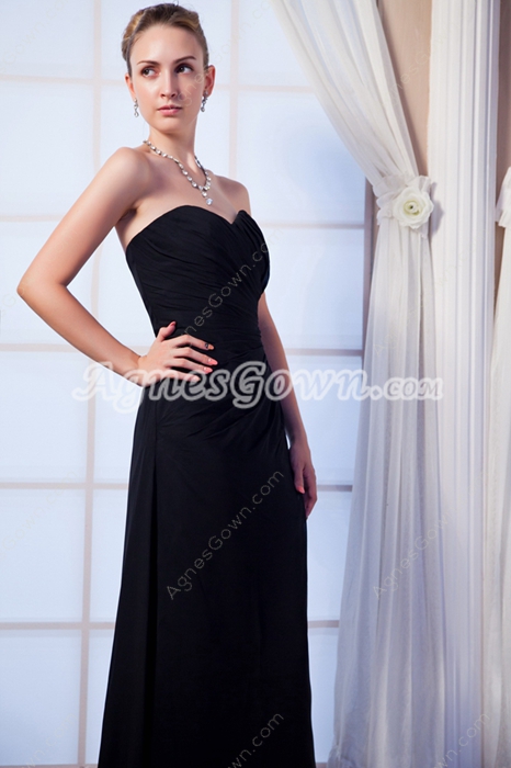 A-line Black Chiffon Prom Party Dress For Pageant
