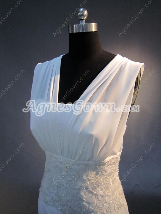 Cheap White Chiffon Plus Size Wedding Dresses for Old Women