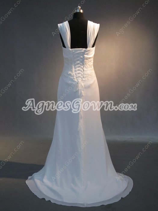 Cheap White Chiffon Plus Size Wedding Dresses for Old Women