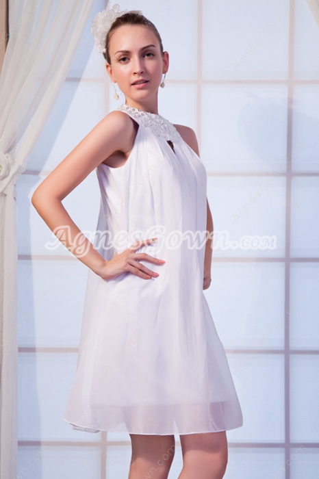 Mini Length Jewel Neckline White Homecoming Dress 