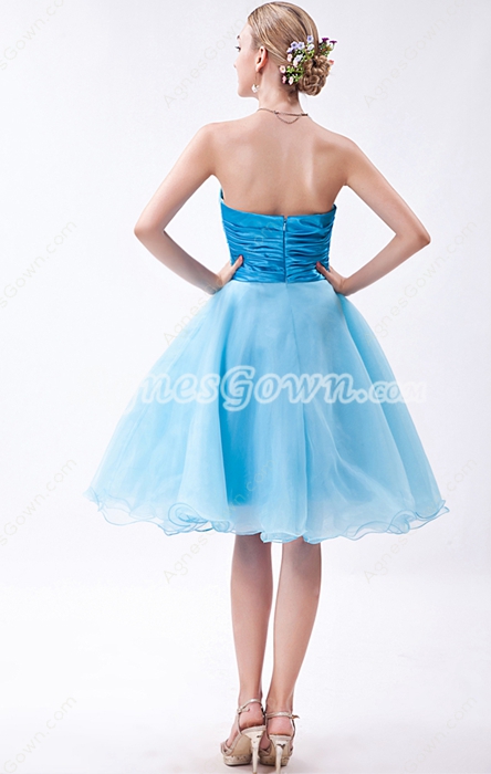 Sassy Puffy Knee Length Blue Sweet Sixteen Dress 